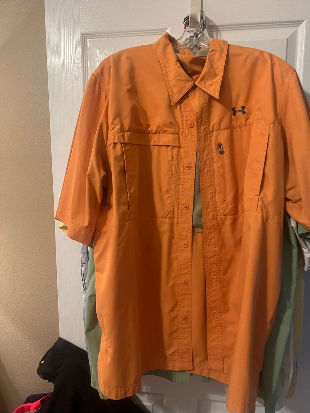 Under Armour Orange Performance Short Sleeve Button Shirt